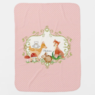 Woodland Fairy Tale Forest Animals Nursery Throw Baby Blanket