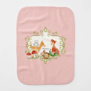 Woodland Fairy Tale Forest Animals Nursery Throw Burp Cloth
