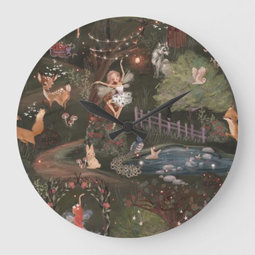 Woodland Fairy Theme Nursery Decor Large Clock