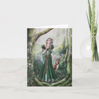 Woodland fairy with fawn greeting card