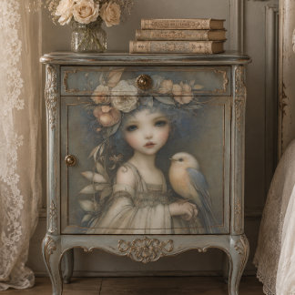 Woodland Fairy with Floral Crown Decoupage Art Tissue Paper
