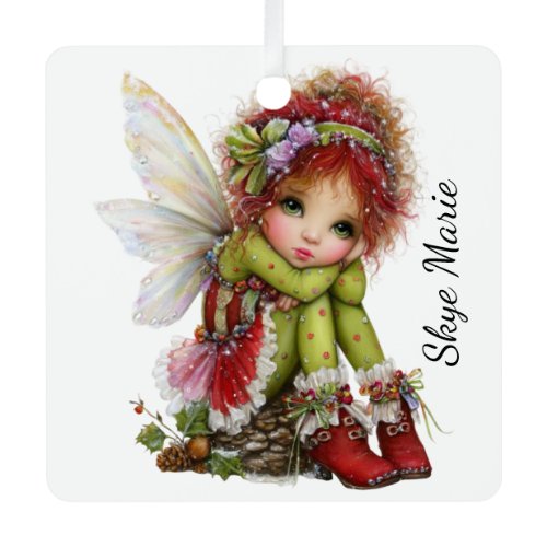 Woodland Fairy's Holiday Daydream Metal Ornament