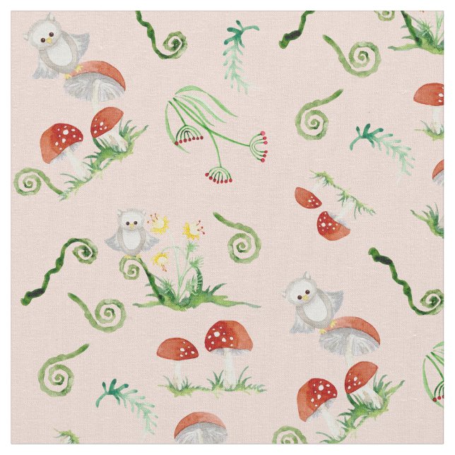 Woodland Fairytale Creatures Baby Girl Nursery Fabric (Close Up)