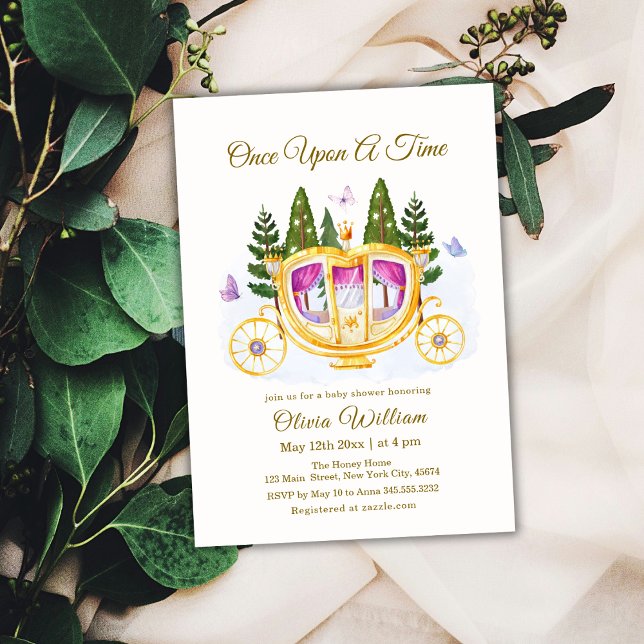Woodland Fairytale Princess Carriage Baby Shower  Invitation (Woodland Fairytale Princess Carriage Baby Shower Invitation)