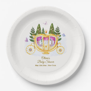 Woodland Fairytale Princess Carriage Baby Shower Paper Plates