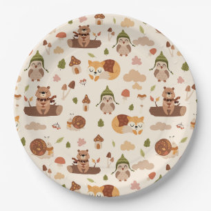 Woodland Fall Animals Light Autumn Fox Deer Owl Ra Paper Plates