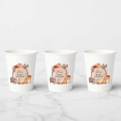 Woodland Fall Autumn Baby Shower Paper Cups