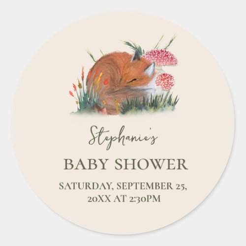 Woodland Fall  Baby Shower  Cottage Core  Classic Round Sticker