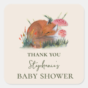 Woodland Fall Baby Shower Cottage Core Thank You Square Sticker