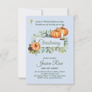 Woodland Fall Blue Christening Invites Baptism