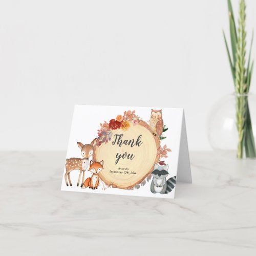 Woodland Fall Floral Falded Thank You card