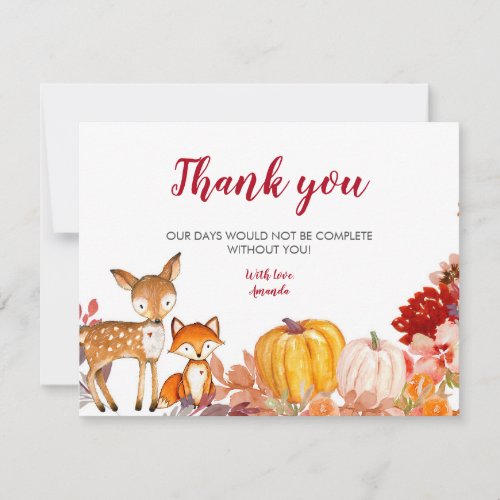 Woodland Fall Floral  Thank You card