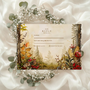 Woodland Fall Forest Wedding RSVP Card
