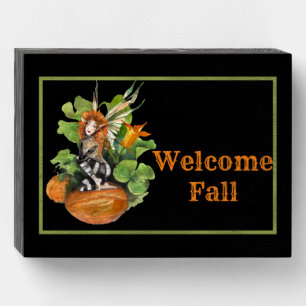 Woodland Fall Harvest Elf Wooden Box Sign