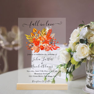 Woodland Fall Mushroom Wildflower Wedding Acrylic Invitations