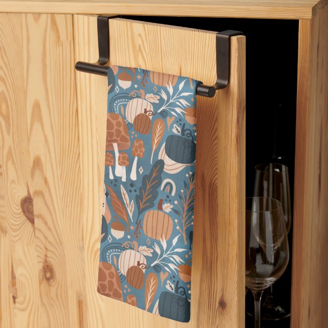 Woodland Fall Pumpkins Kitchen Towel (Thirds Fold)