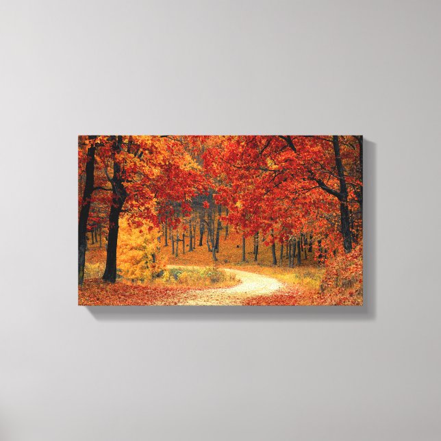 woodland fall trail wrapped canvas print (Front)