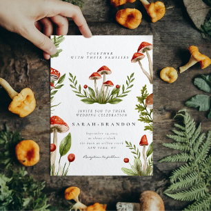 Woodland Fall Watercolor Mushroom Wedding  Invitation