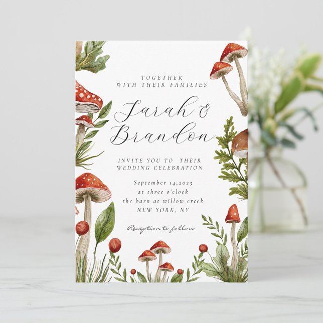 Woodland Fall Watercolor Mushroom Wedding  Invitation (Creator Uploaded)