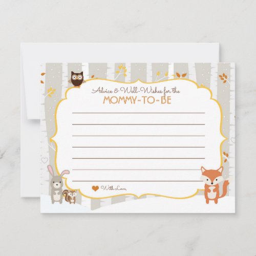 Woodland Fall  Winter Baby Shower Advice Card