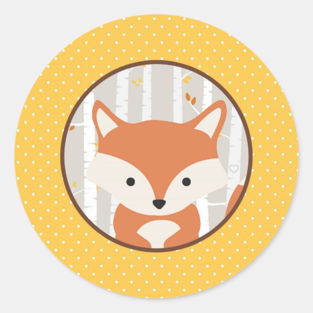 Woodland Fall / Winter Baby Shower Favor Classic Round Sticker (Front)