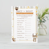 Woodland Fall / Winter Baby Shower Price Game (Standing Front)