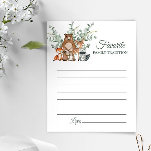 Woodland Family Traditions Baby Shower Card