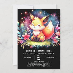 Woodland Fantasy Fox Birthday Invitation