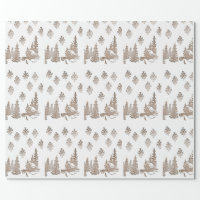 Rustic Christmas Pine Tree Pattern Wrapping Paper