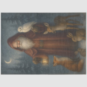 Woodland Father Christmas Forest Decoupage Tissue Paper