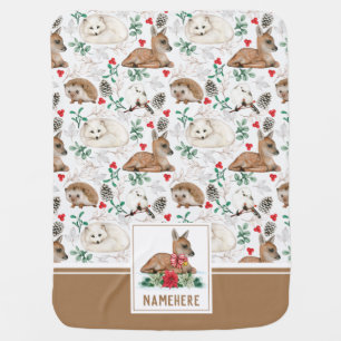Woodland Fawn and Friends Winter Pattern Baby Blanket