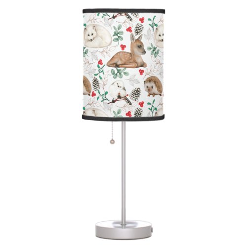 Woodland Fawn and Friends Winter Pattern Table Lamp