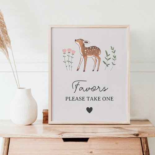 Woodland Fawn Flowers Favors Sign