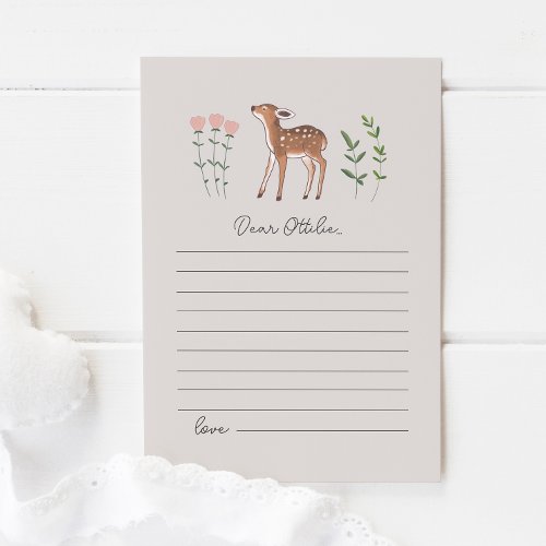 Woodland Fawn Flowers Time Capsule Note Card