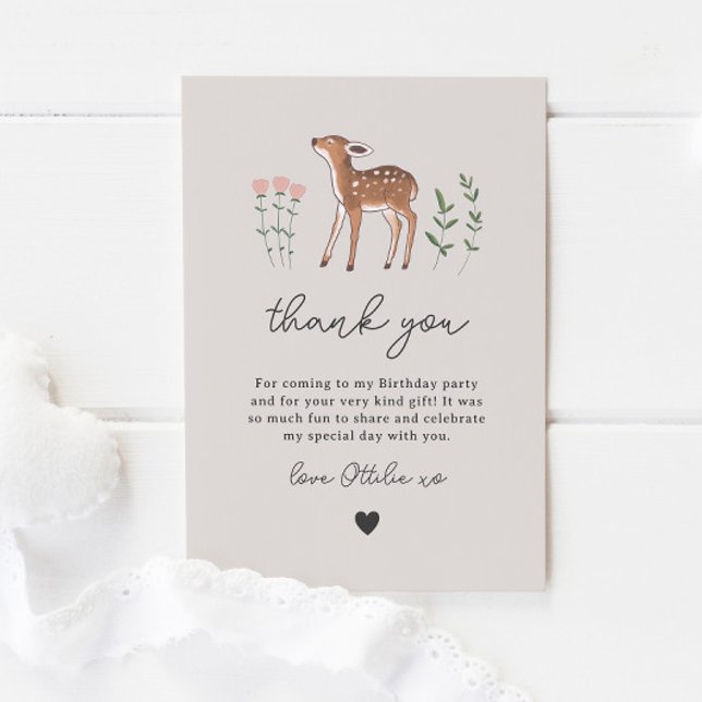 Woodland Fawn FlowersThank You Card (Creator Uploaded)