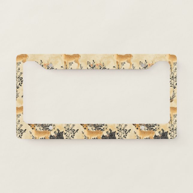 Woodland Fawn Nursery Pattern License Plate Frame (Front)