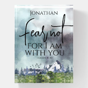 Woodland Fear Not Bible Verse Watercolor Nature Paperweight