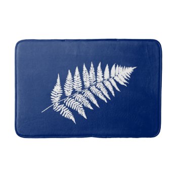 Woodland Fern 1  Cobalt Blue And White Bath Mat by Floridity at Zazzle