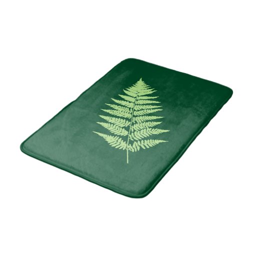Woodland Fern 1, Emerald and Light Green Bathroom Mat Zazzle