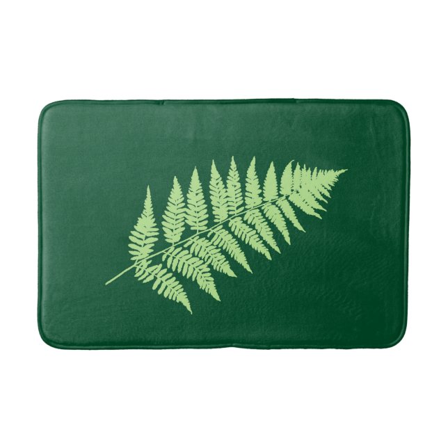 Woodland Fern 1, Emerald and Light Green Bathroom Mat (Front)