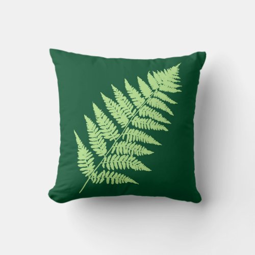 Woodland Fern 1 Emerald and Light Green Throw Pillow