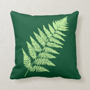 Woodland Fern 1, Emerald and Light Green Throw Pillow