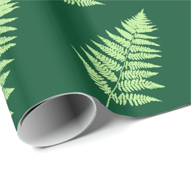 Woodland Fern 1, Emerald and Light Green Wrapping Paper (Roll Corner)
