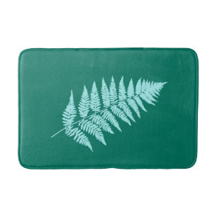 Woodland Fern 1, Turquoise and Aqua Bathroom Mat