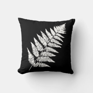 Woodland Fern 1, White and Black Throw Pillow