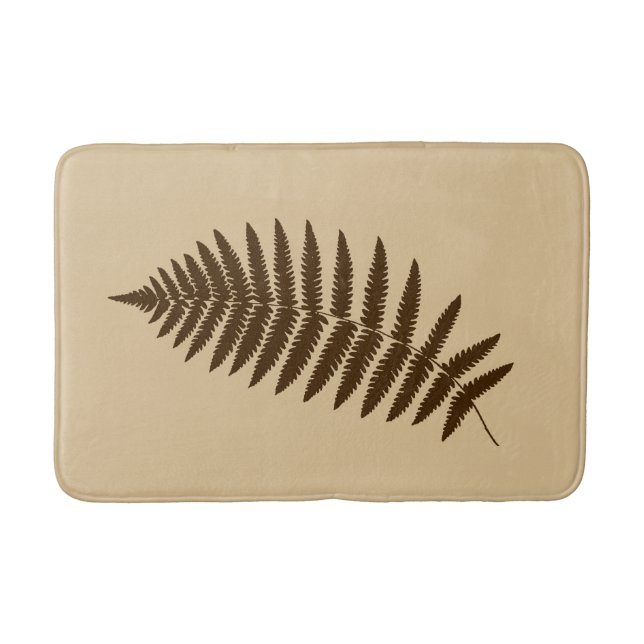 Woodland Fern 2, Brown and Beige Bathroom Mat (Front)