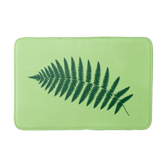 Woodland Fern 2, Emerald and Light Green Bathroom Mat (Front)
