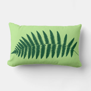 Woodland Fern 2, Emerald and Light Green Lumbar Pillow
