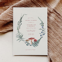 Woodland Fern Forest Red Mushroom Bridal Shower