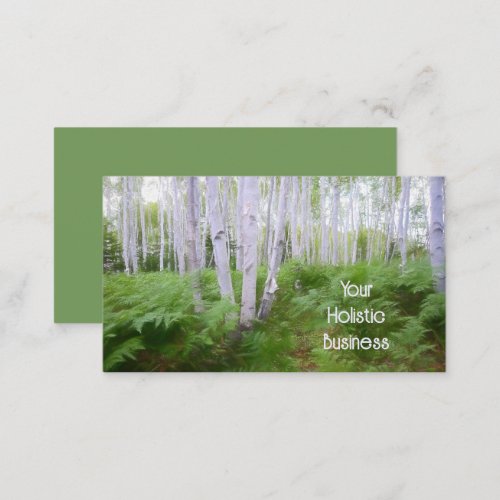 Woodland Fern Green Forest Birch Trees Holistic Business Card